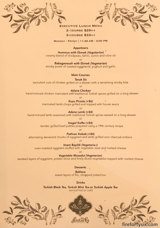 Alaturka - Weekday executive lunch menu