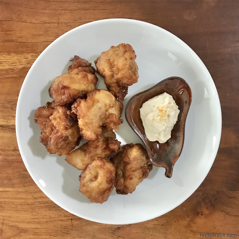 Yuzu tartar sauce and zest with chicken karaage